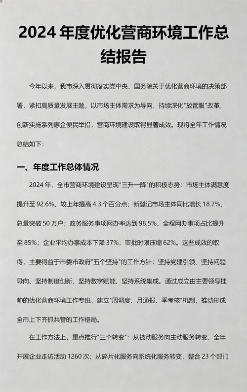 2024年优化营商环境工作情况汇报